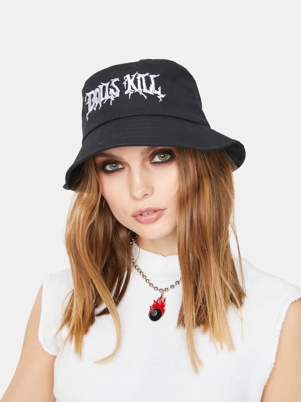 Dolls Kill EMBROIDERED LOGO BUCKET HAT